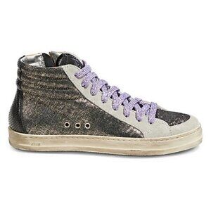 P448 Black + Gold Glitter High top sneakers  purple sparkly or grey laces Size 6